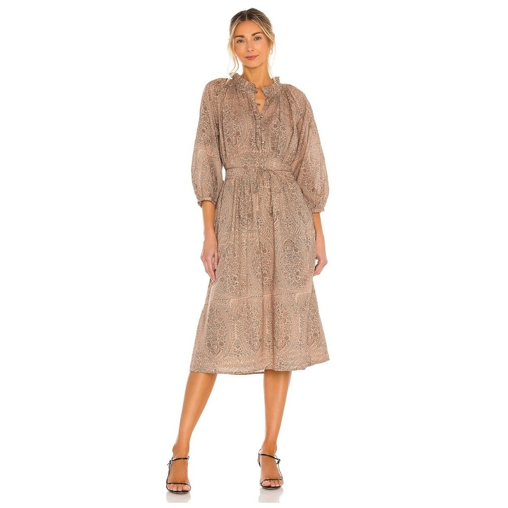 Anthropologie Cleobella Fern Midi Dress XS Brown paisley prairie cottagecore
